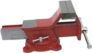 banco de trabajo rojo con tornillo giratorio